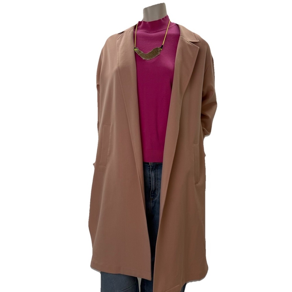 DR2 Trench Coat Pink Notch Lapel Longline Pastelcore Princesscore‎ Coquette M